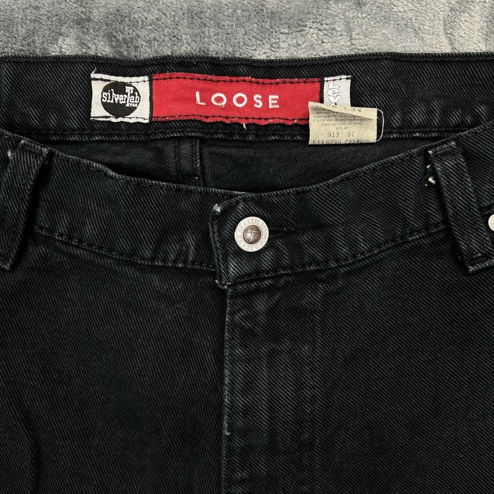 VTG 1996 Levis Silver Tab Men's Baggy Loose 36X34 Black Jeans USA 90s Y2K EUC - Picture 4 of 16